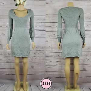 mandee small gray long sleeve stretch dress ( 5 for $20 )